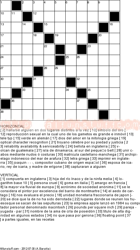 Spanish Crossword Puzzles Printable Spanish Games Spanish 