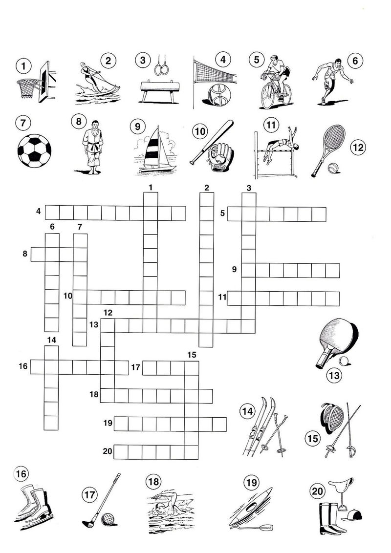 Sports Crossword Puzzles For Kids Picture 001 Printable 