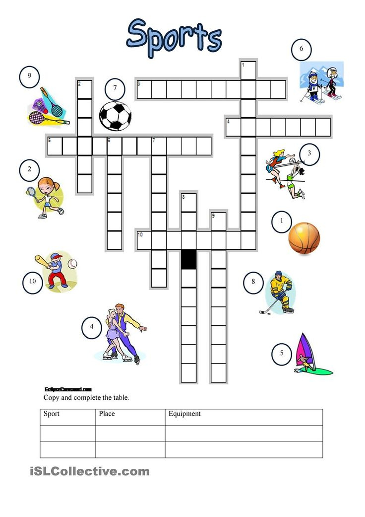 Sports Crossword Sports Crossword Crossword Learning 