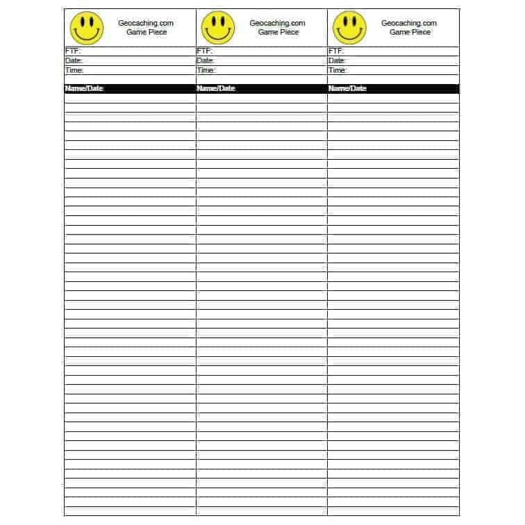 Waterproof Smiley Geocache Logs Geocaching Log Sheets 