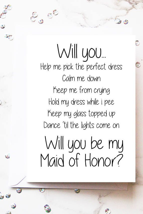 Will You Be My Maid Of Honor Card Head Bridesmaid Proposal 