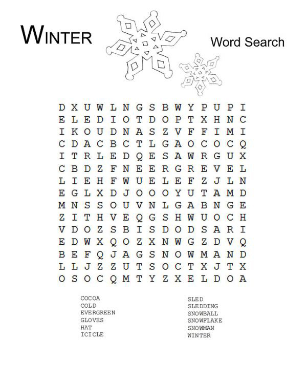 Winter Word Search Best Coloring Pages For Kids