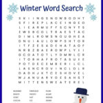 Winter Word Search Printable Worksheet With 24 Winter