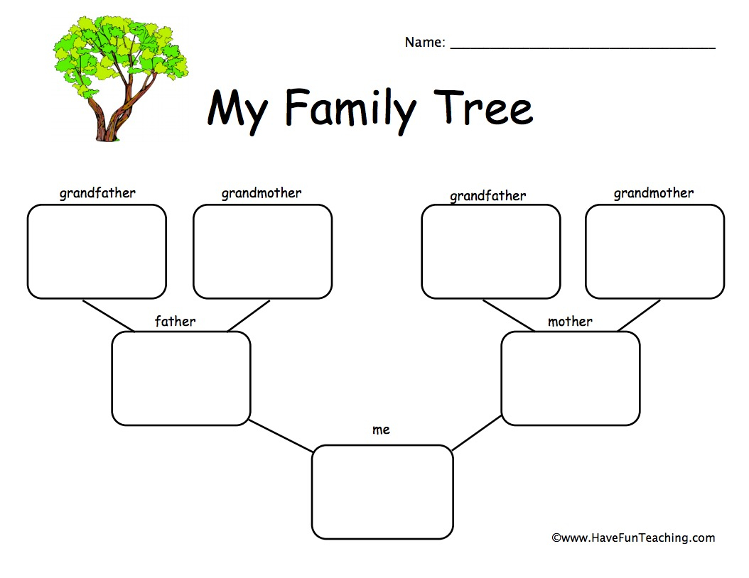 1 Child Family Tree Worksheet Have Fun Teaching