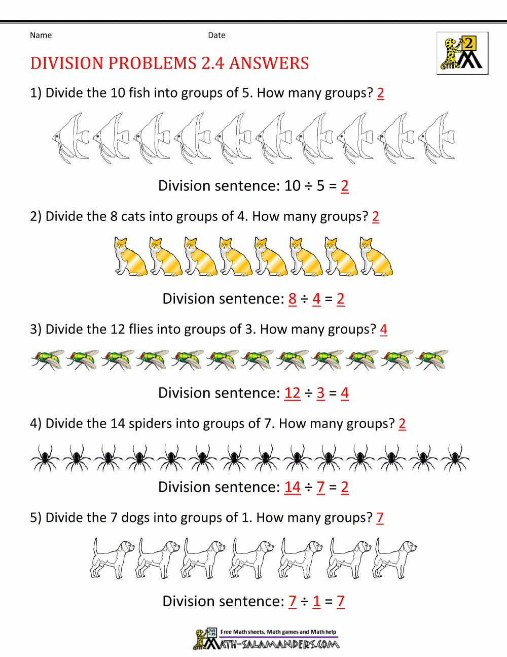 2nd Grade Division Worksheets