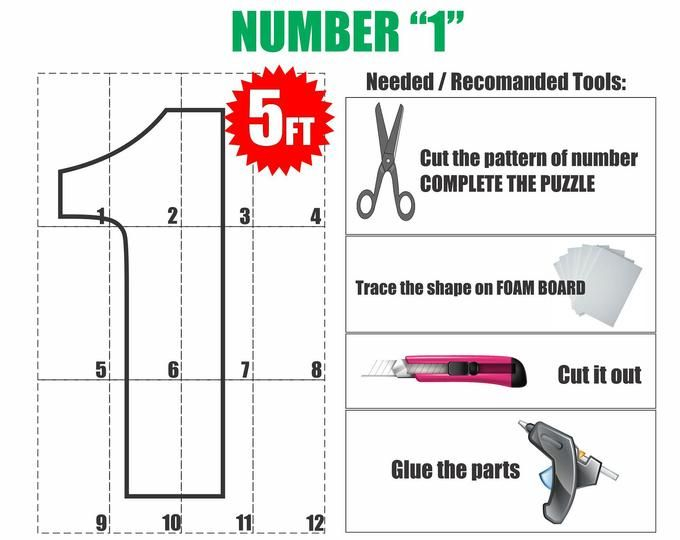 5ft All Numbers Bundle Mosaic From Balloons Templates PDF Files Step