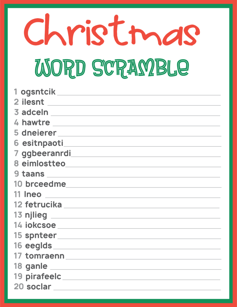 6 Best Christmas Word Scramble Printable Game Printablee