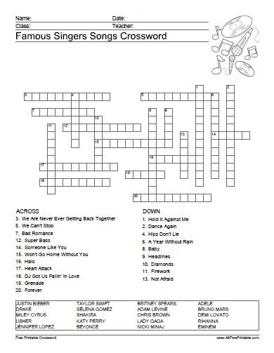 A Christmas Song Crossword Iwanna Fly