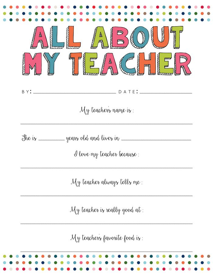 All About My Teacher Free Printable YellowBlissRoad 