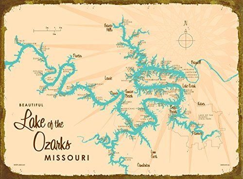 Amazon Lake Of The Ozarks with Mile Marker Map Metal Sign Handmade