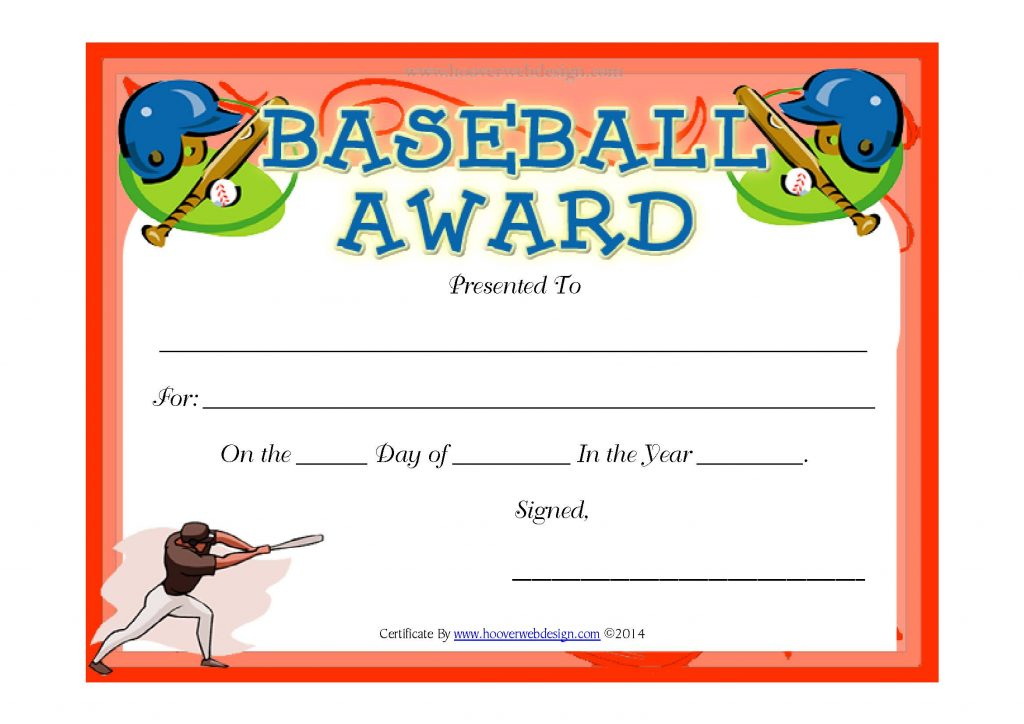 Baseball Award Certificate Template PDF Format E