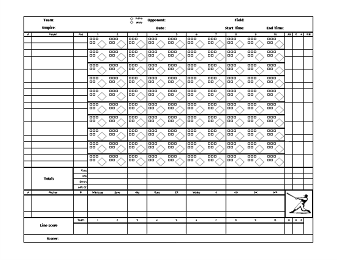 Printable Baseball Scorecard With Pitch Count FreePrintableTM