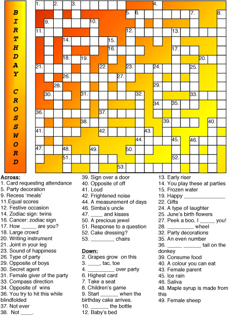 Birthday Crossword Puzzle