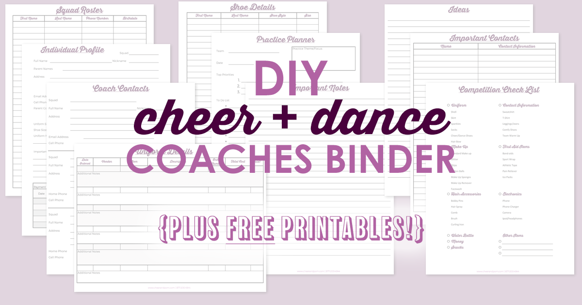 Cheer Coach Organization DIY Coaches Binder Cheer Coaches Cheer 