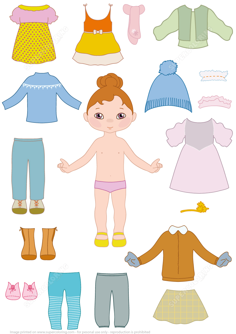 Child Girl Paper Doll With Clothes Free Printable Papercraft Templates