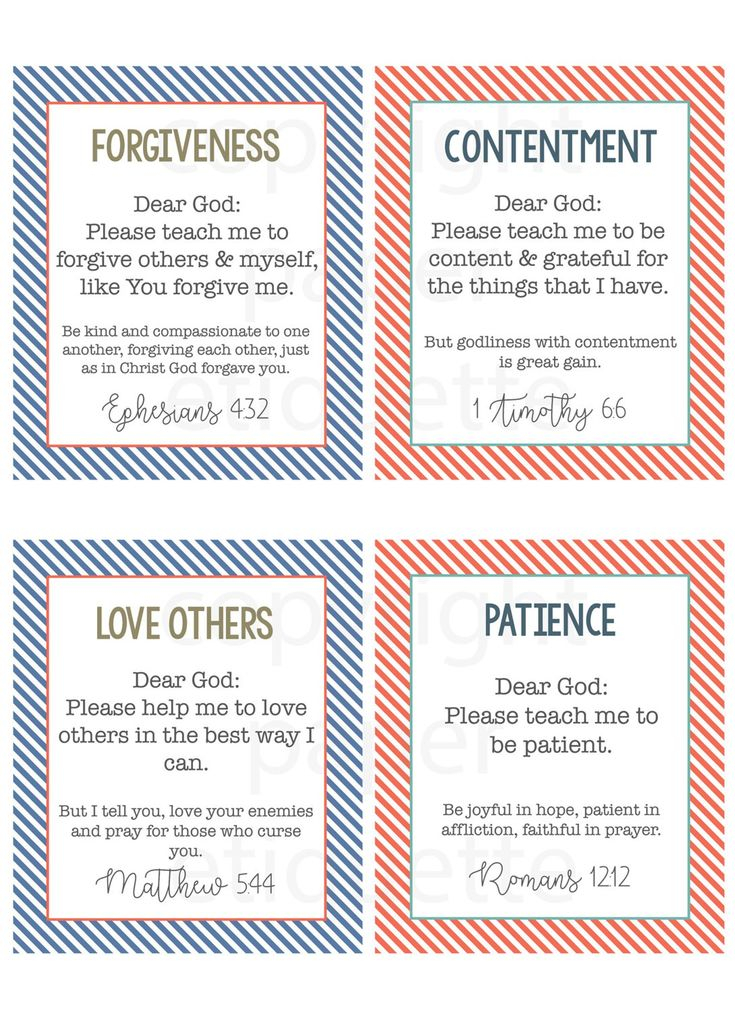 Children s Prayer Cards 40 Christian Prayer Cards For Kids Prayer 