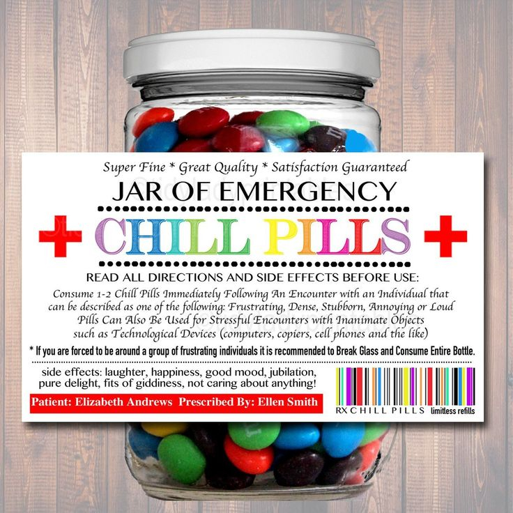 Chill Pills Label Funny Gag Gift Professional Office Gift 