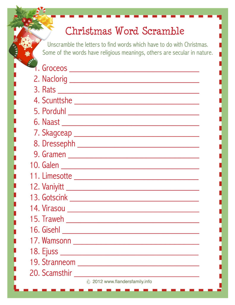 Christmas Word Scramble Free Printable The Flanders 