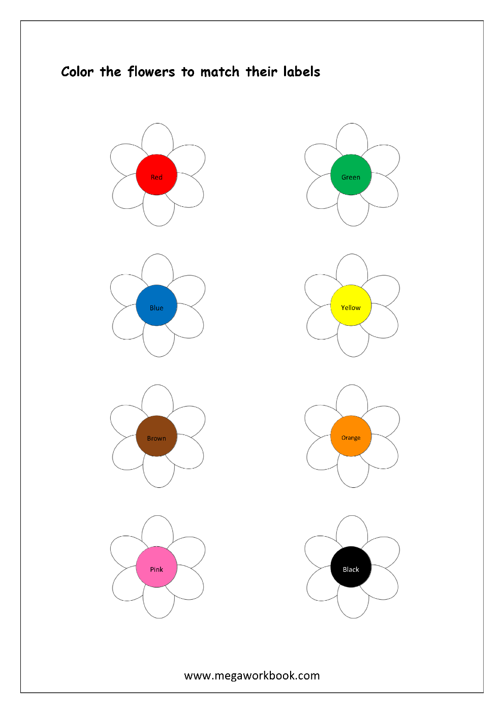 Color Recognition Worksheet Color The Objects Using