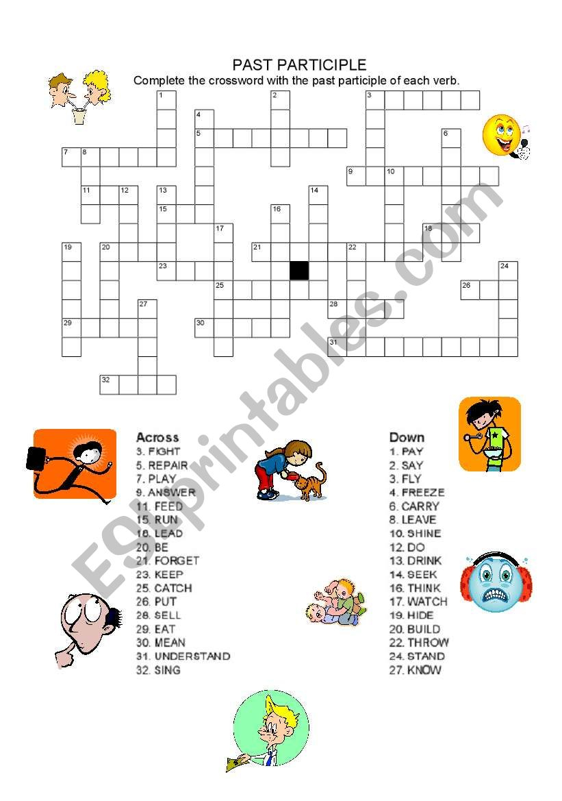 Crossword Past Participle Regular And Irregular Verbs 