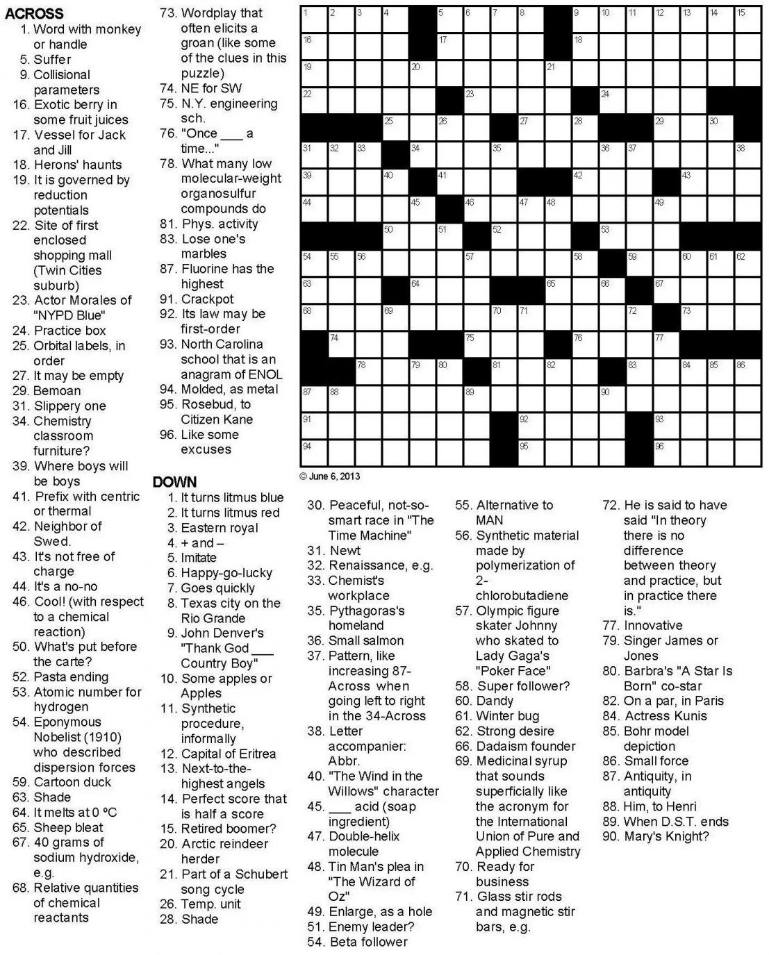 Crossword Puzzle Printable High School Printable 