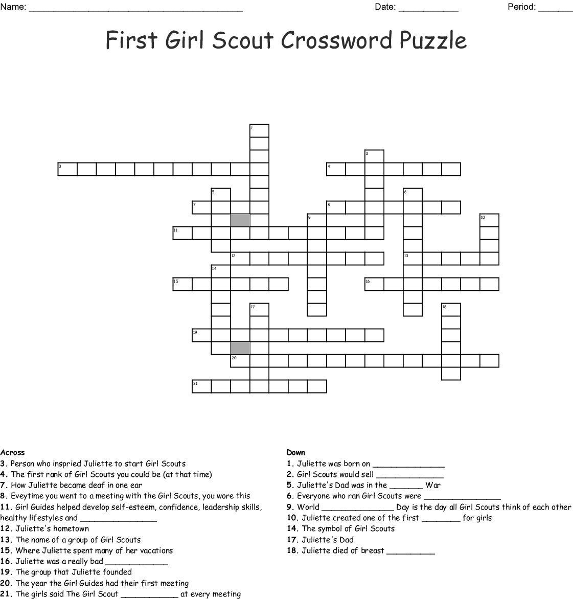 Cub Scouts Crossword WordMint