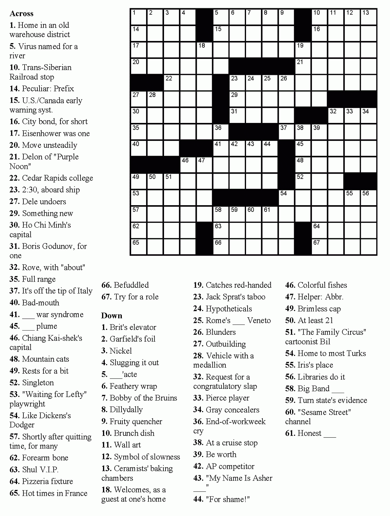 Dell Printable Crossword Puzzles Printable Crossword Puzzles