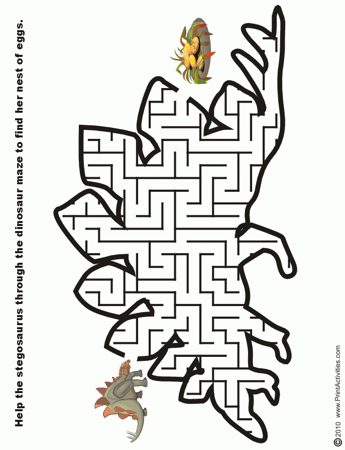 Dinosaur Maze Free Printable Puzzle Long Neck Dinosaur