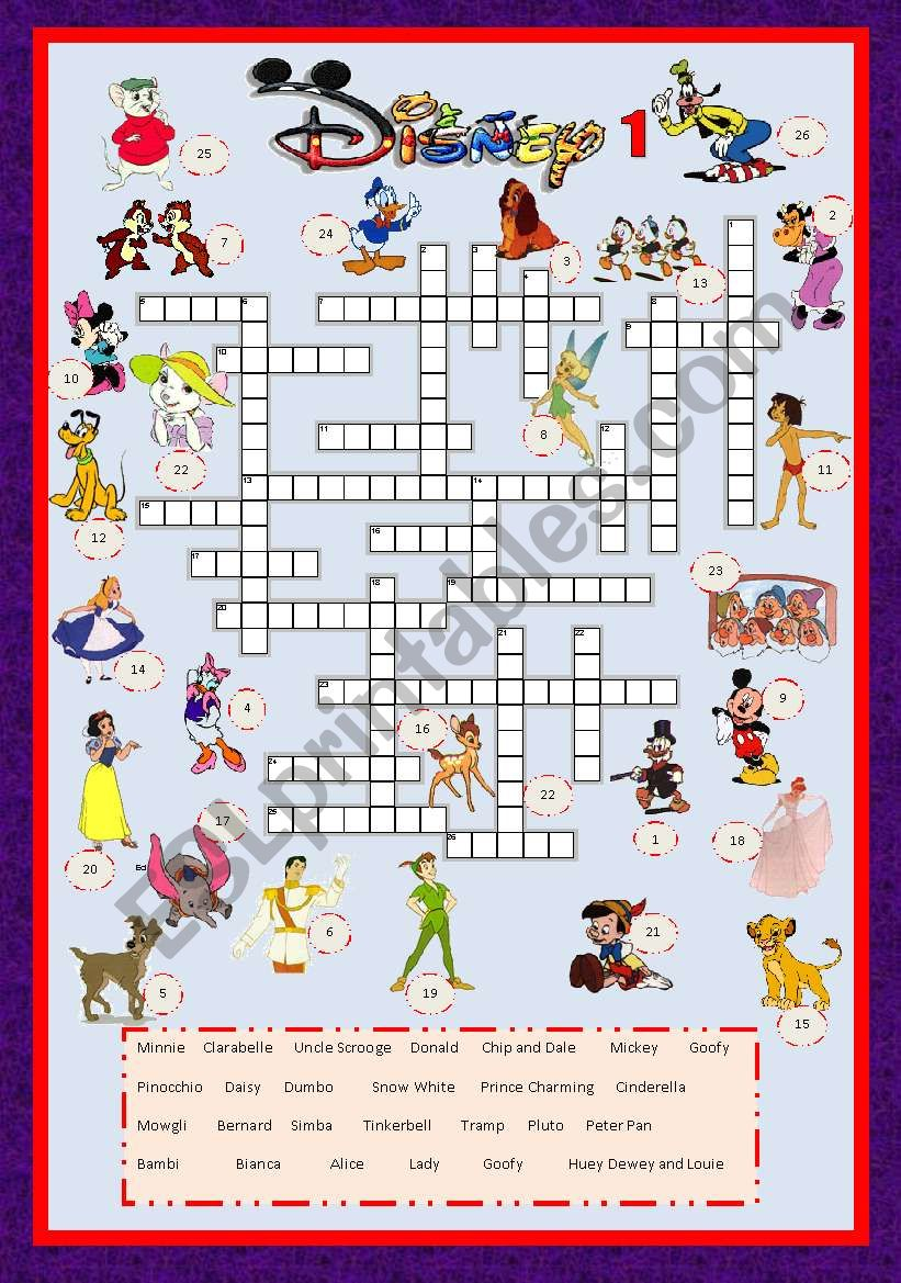 Disney Crossword Puzzles Printable For Adults Hard 