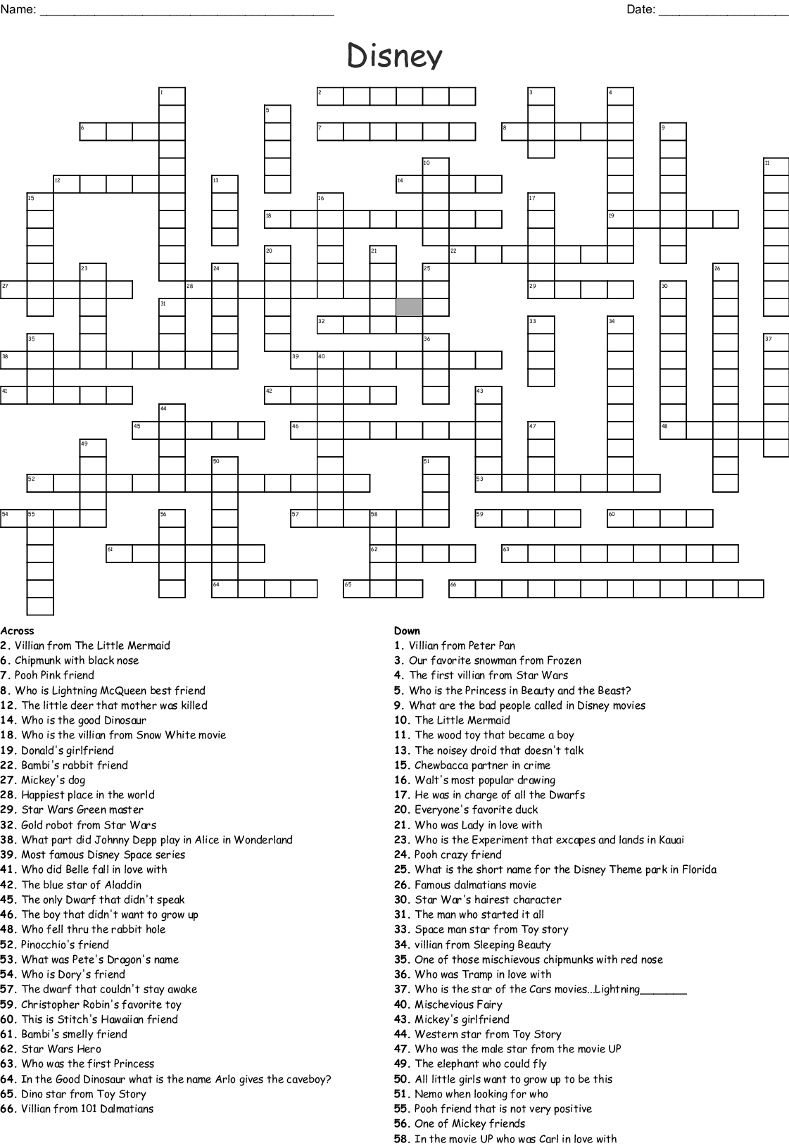 Disney Crossword Puzzles Printable For Adults Printable 