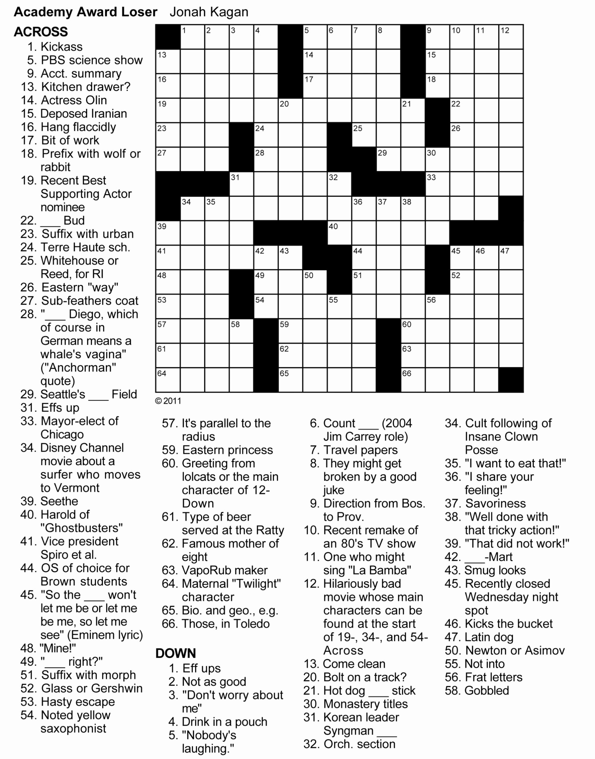 Easy Printable Crossword Puzzles For Adults Printable 