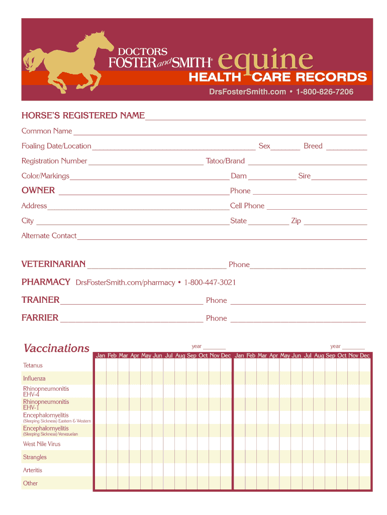 Equine Records Template Fill Online Printable Fillable Blank 