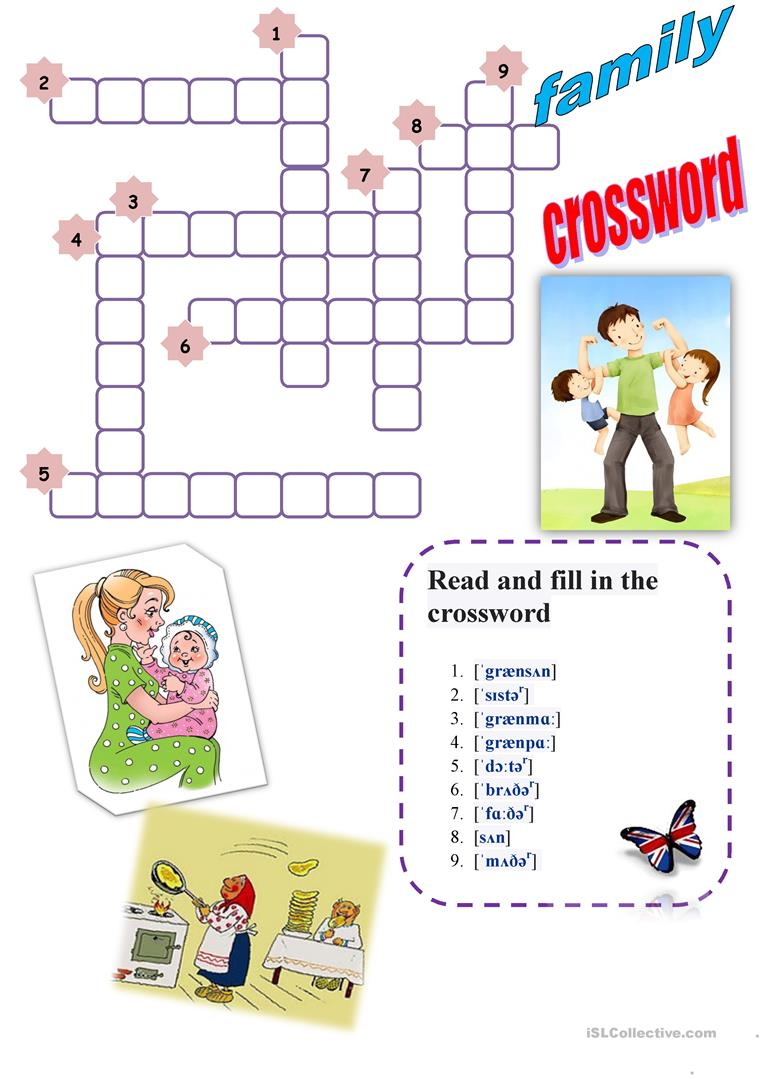 Family Crossword Worksheet Free ESL Printable 