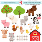 Farm Animals Clipart Set Farm Barn By Mycutelobsterdesigns