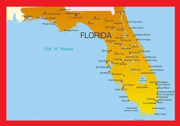 Florida Labeled Map Large Printable And Standard Map 