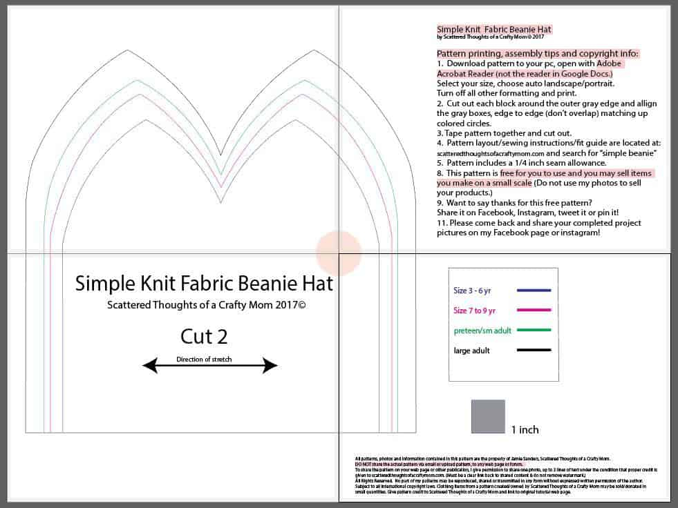 Free Beanie Hat Pattern 4 Sizes Scattered Thoughts Of 