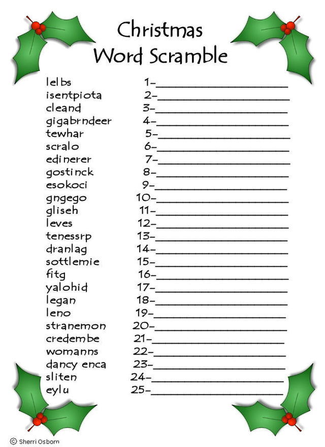 Free Christmas Word Scramble Printable 24 7 Moms