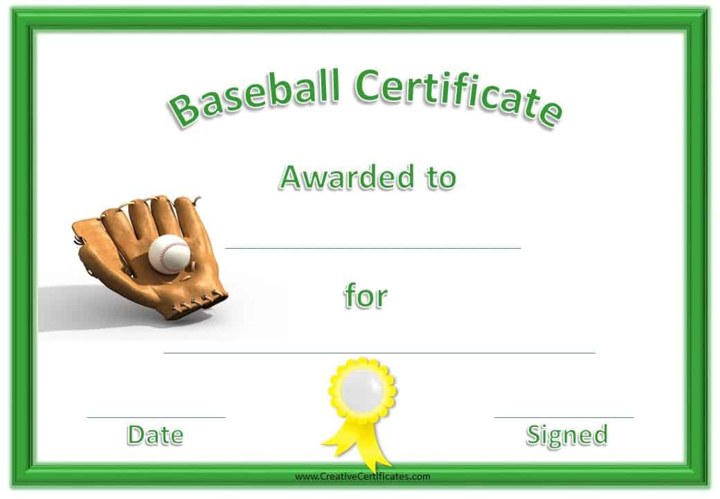 Free Editable Baseball Certificates Customize Online 