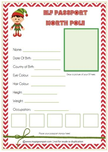 Free Elf On The Shelf Travel Passport Printable Elf On The Shelf Elf 