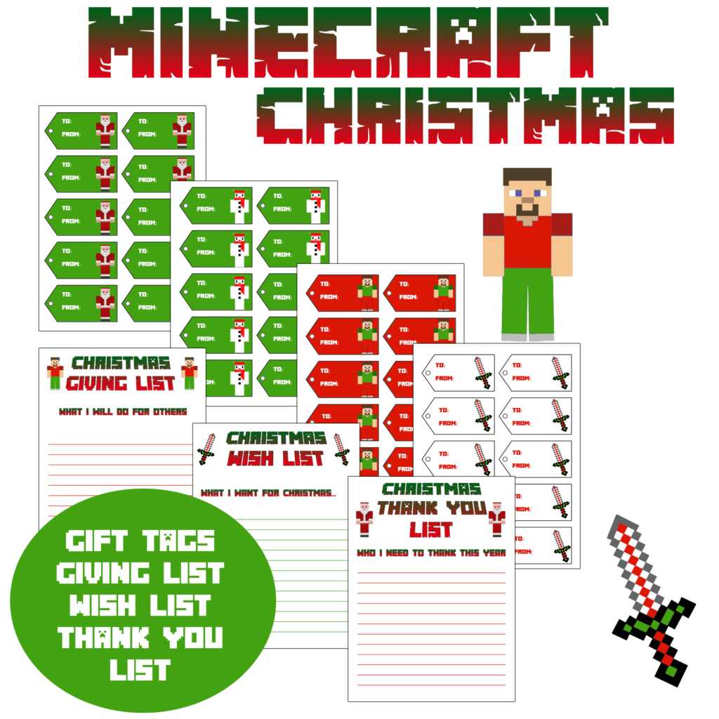 FREE Minecraft Ultimate Christmas Printables SKrafty