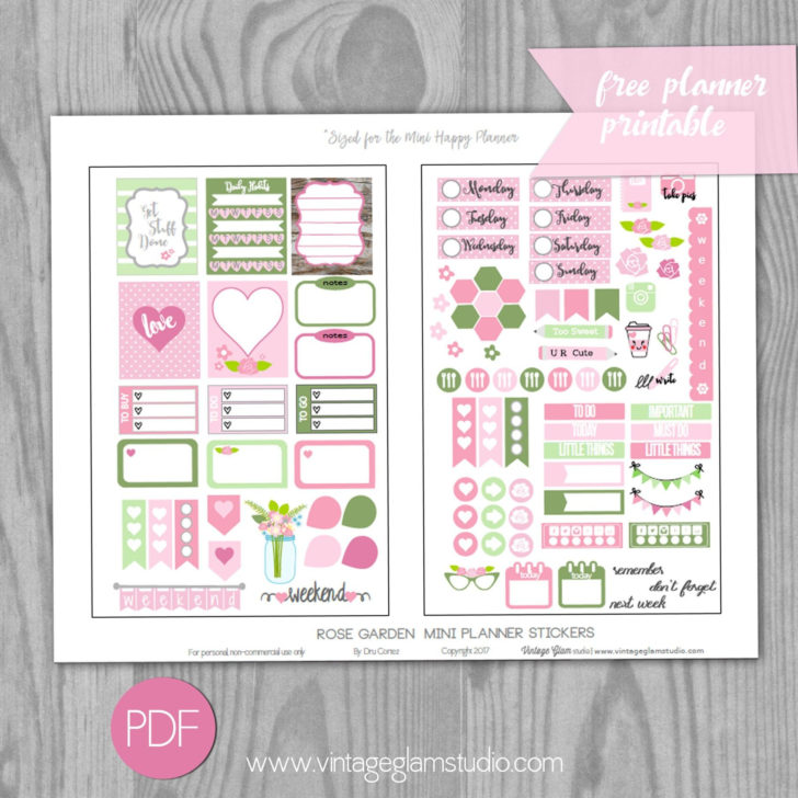 free mini happy planner rose garden planner stickers freeprintabletmcom