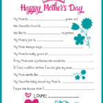 FREE Mother S Day Questionnaire Printable All My Good Things