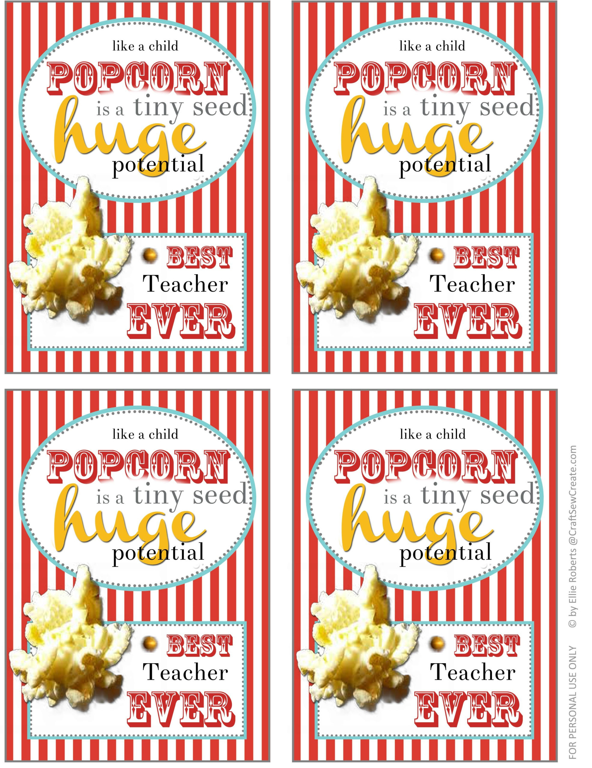 Free Popcorn Teacher Appreciation Printable Free Printable