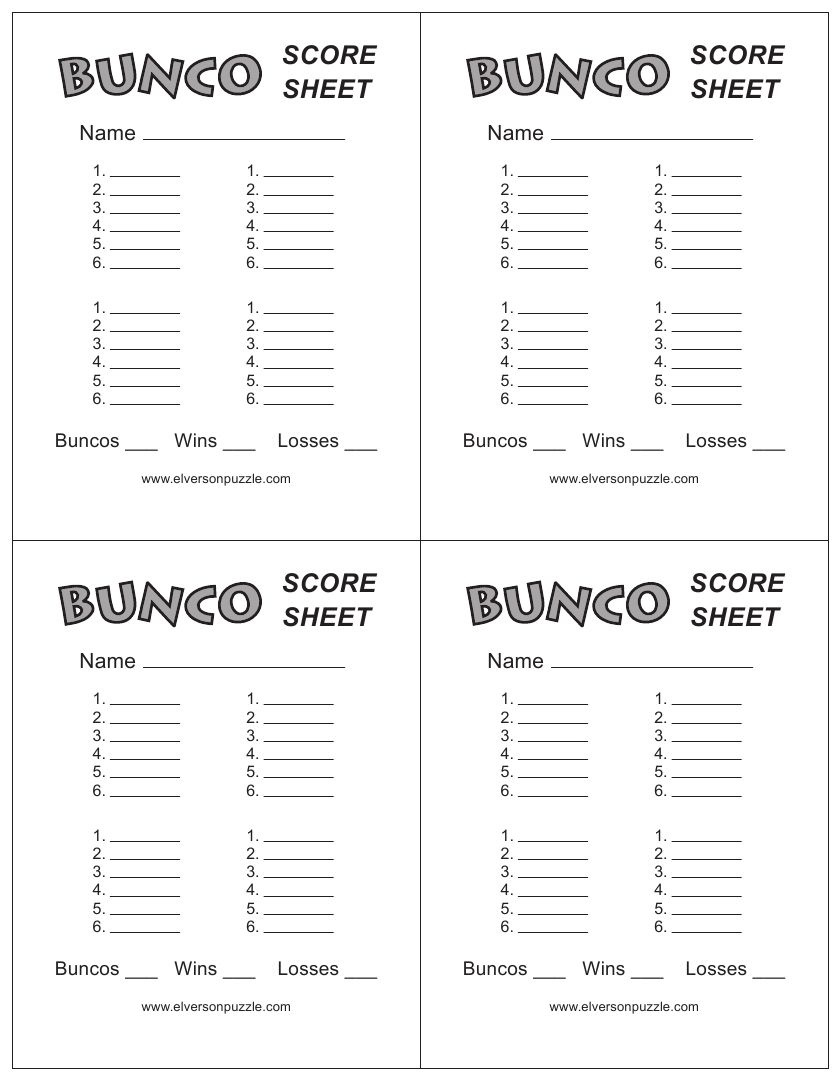 Free Printable Halloween Bunco Score Sheets Free Printable