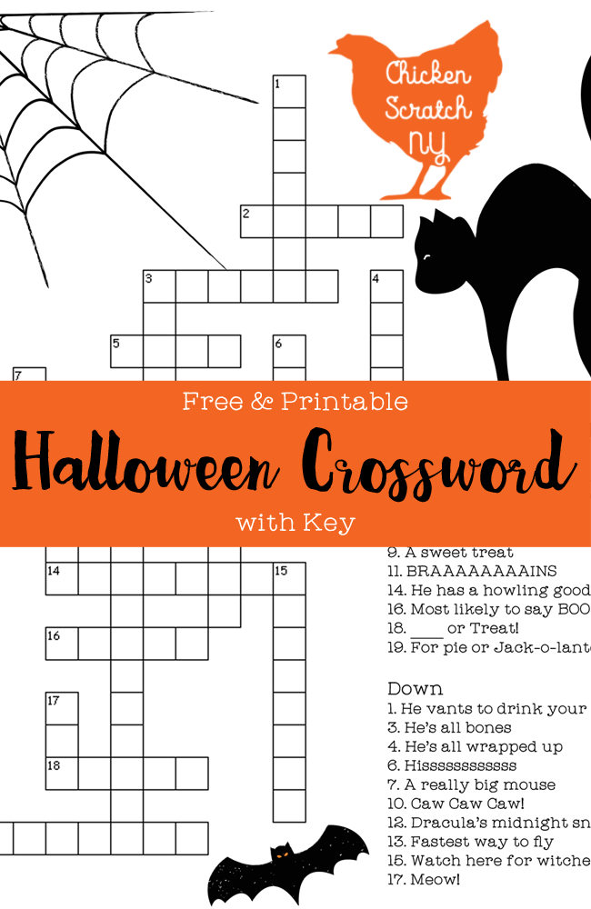 Free Printable Halloween Crossword Puzzle With Key 