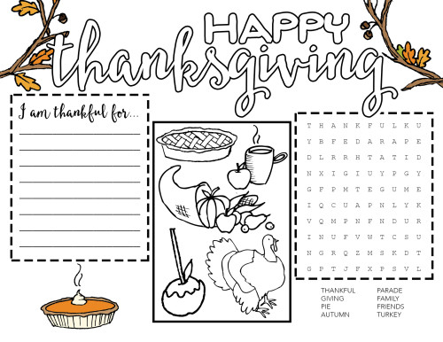 Free Printable Thanksgiving Placemat Our Handcrafted Life