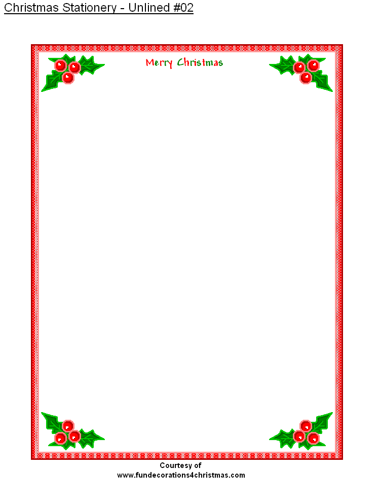 FREE Printable Unlined Christmas Stationery Christmas