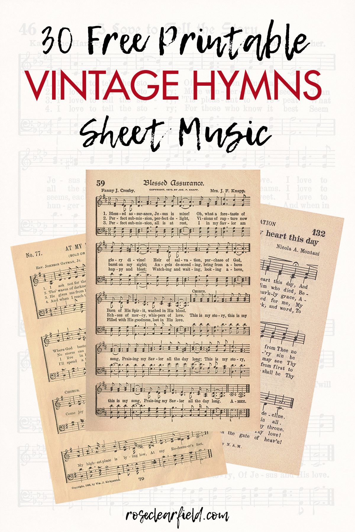 Free Printable Vintage Hymns Sheet Music Rose Clearfield