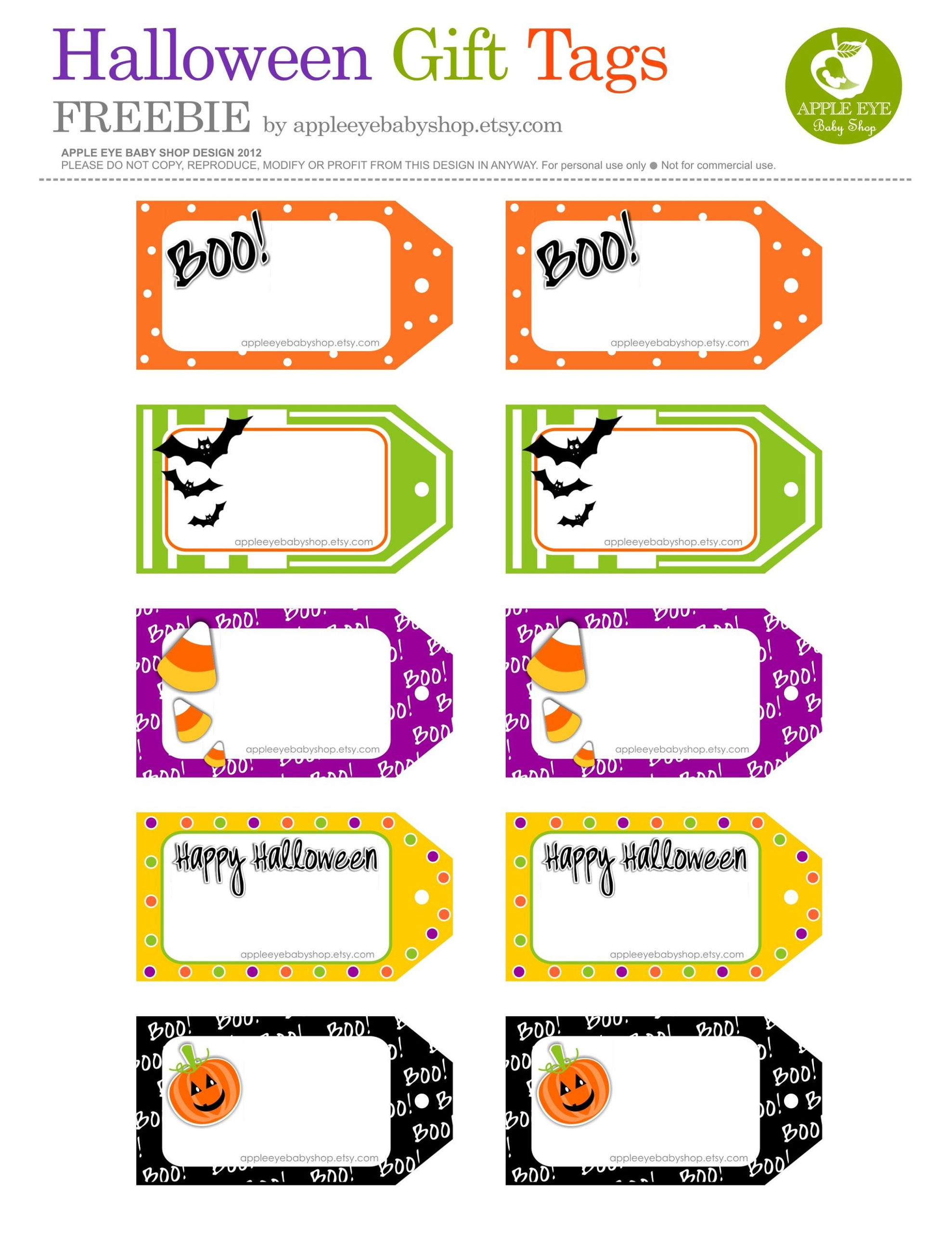 FREE Printables HALLOWEEN GIFT TAGS DIY Crafts Projects 