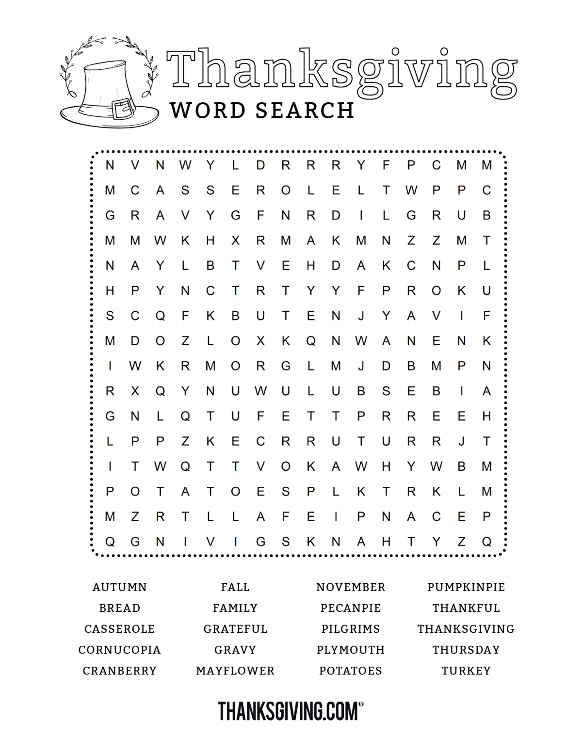 Fun Free Printable Thanksgiving Word Search Thanksgiving Words